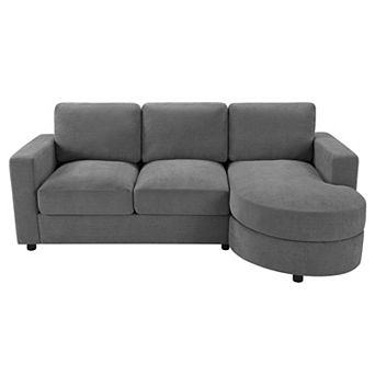 Pnronnc L Shaped Sectional Sofa with Curved Chaise Lounge, USB Ports and Storage Pockets