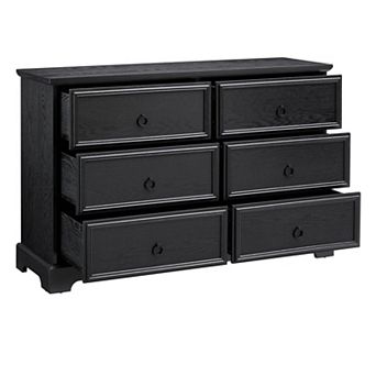Pnronnc Wooden Dresser Chests 6 Drawer Dresser with Metal Pull-Tab Hallway Storage Cabinet