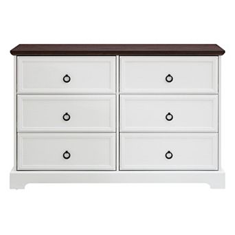 Pnronnc Wooden Dresser Chests 6 Drawer Dresser with Metal Pull-Tab Hallway Storage Cabinet