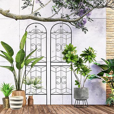 Loheer 2 Pack Metal Garden Trellis for Climbing Plants Outdoor Flower Support