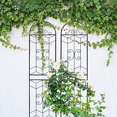 Loheer 2 Pack Metal Garden Trellis for Climbing Plants Outdoor Flower Support