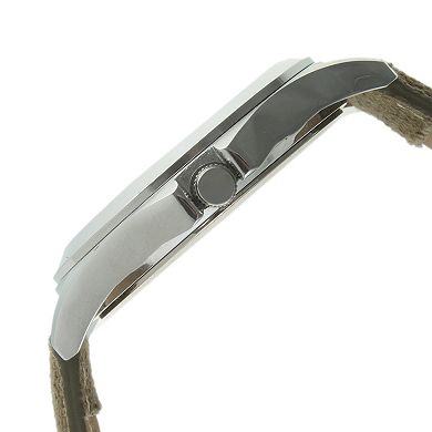 Peugeot Men 40mm Green Military Dial Calendar Canvas Strap Watch