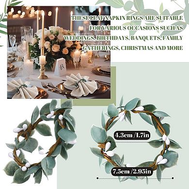 Napkin ring eucalyptus leaves white berries country cottage style