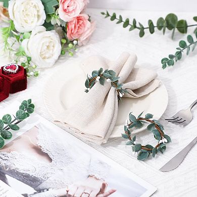 Napkin ring eucalyptus leaves white berries country cottage style