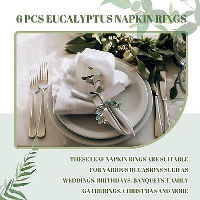 Napkin ring eucalyptus leaves white berries country cottage style