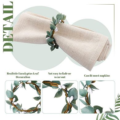 Napkin ring eucalyptus leaves white berries country cottage style