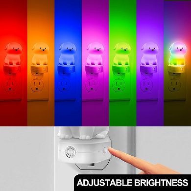 0.5W Integrated LED Plug In Dog Night Light Color Changing Button Adjustable Light Sensor 1 Pack