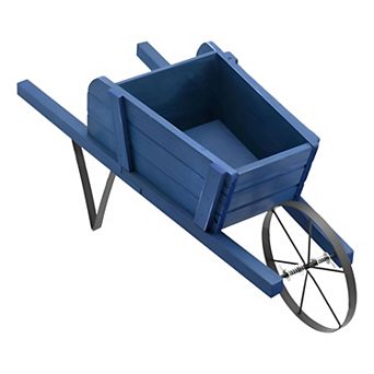 Wooden Wagon Planter with Wheels Farmhouse Flower Cart Box for Porch Patio