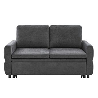 Pnronnc Chenille Loveseat Sofa Convertible Sofa Bed with Adjustable Backrest and USB Ports