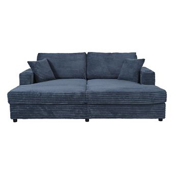 Pnronnc Loveseat Sofa, Corduroy Sectional Sleeper Sofa Bed with USB Ports, Cup Holders & Pillows