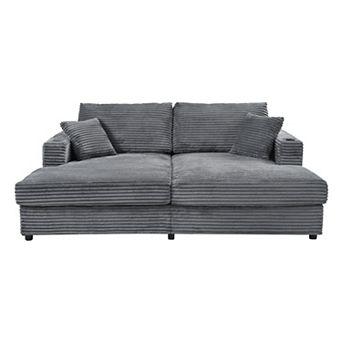 Pnronnc Loveseat Sofa, Corduroy Sectional Sleeper Sofa Bed with USB Ports, Cup Holders & Pillows