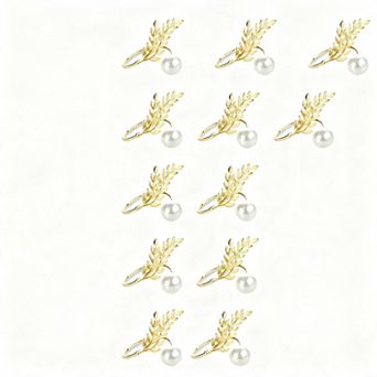 Napkin Rings Metal Wheat Ear Shaped Set of 12 for Wedding Party Table Decoration