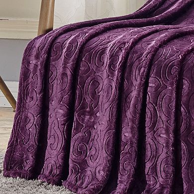 Dama Embossed Decorative Super Soft Throw Blanket for Sleep/Decor 2 Pack