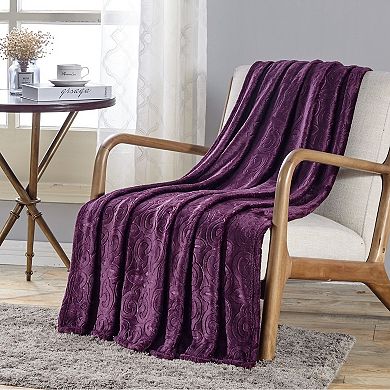 Dama Embossed Decorative Super Soft Throw Blanket for Sleep/Decor 2 Pack
