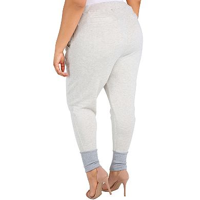 Plus Size Curvy Womens Grey French Terry Drop Crotch Jogger Pants
