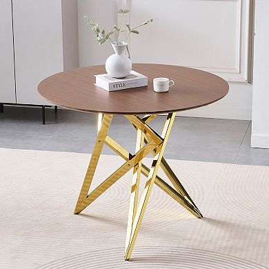KWPZQEB 37Inch Round Dining Table with Metal Legs for 2-4 People, Small Round Kitchen Table
