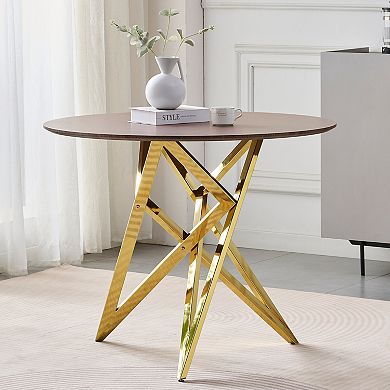 KWPZQEB 37Inch Round Dining Table with Metal Legs for 2-4 People, Small Round Kitchen Table