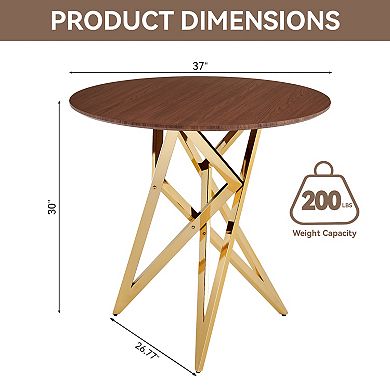 KWPZQEB 37Inch Round Dining Table with Metal Legs for 2-4 People, Small Round Kitchen Table