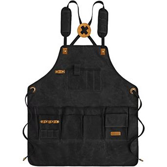 Canvas Work Apron with Multiple Tool Pockets Utility Apron for Workshop Kitchen Gardening