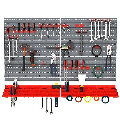54-Piece Pegboard Tool Organizer Set with Shelves and Hooks for Garage or Workshop