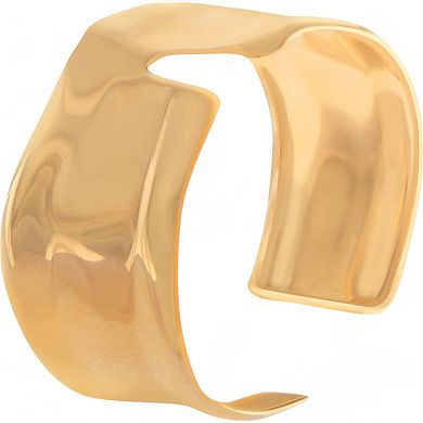 Women's Sculptural Gold Tone Cuff Bracelet Open Geometric Statement Design