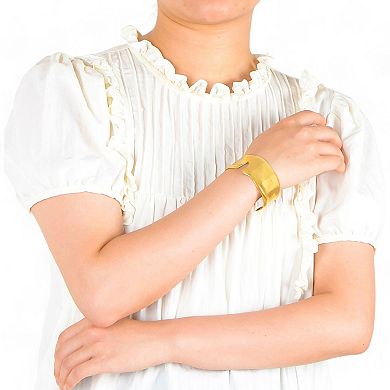 Women's Sculptural Gold Tone Cuff Bracelet Open Geometric Statement Design