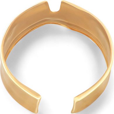 Women's Sculptural Gold Tone Cuff Bracelet Open Geometric Statement Design