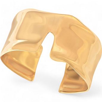 Women's Sculptural Gold Tone Cuff Bracelet Open Geometric Statement Design