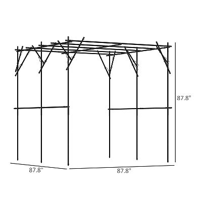 Steel Tomato Plant Support Frame with Trellis Netting for Raised Garden Beds