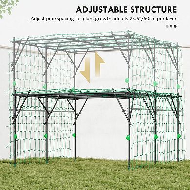 Steel Tomato Plant Support Frame with Trellis Netting for Raised Garden Beds