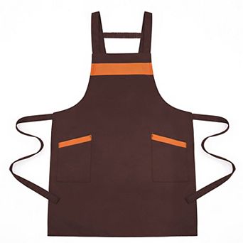Kitchen Apron Adjustable Strap Apron with Contrast Trim and Dual Pockets for Cooking Work