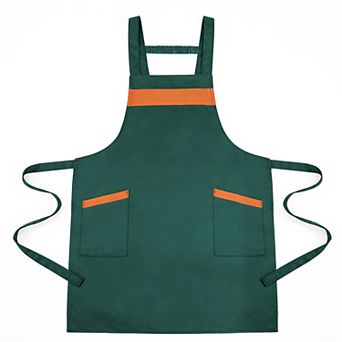 Kitchen Apron Adjustable Strap Apron with Contrast Trim and Dual Pockets for Cooking Work