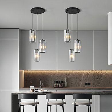 ZLAIQB 3-Light Black Finish Modern Crystal Pendant 5.11in Ceiling Light