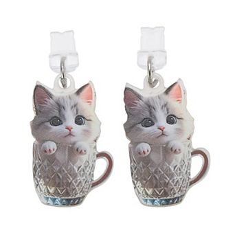 Cat Pendants Dust Plug Charm for Lightning Light Gray 2 pc