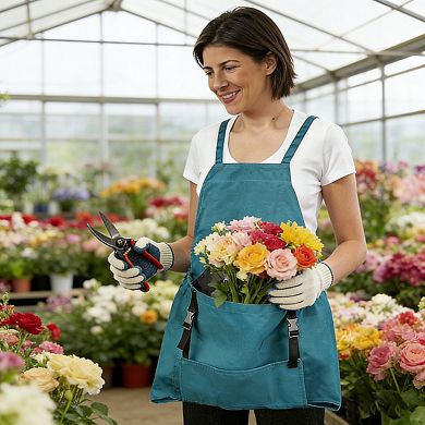Full Coverage Gardening Apron with Large Harvest Pocket Oxford Fabric Utility Apron for Yard Work
