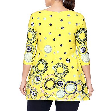 Women's Printed Sleeve Flowy Tunic Top