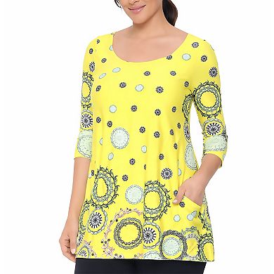 Women's Printed Sleeve Flowy Tunic Top