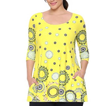 Women's Printed Sleeve Flowy Tunic Top