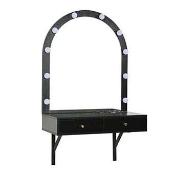 KWPZQEB Elegant Floating Makeup Vanity Desk with Mirror, Wall Dressing Table for Bedroom