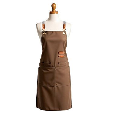 Cotton Kitchen Apron with Cross Back Straps Multi Pocket Utility Apron for Cooking Baking Craft