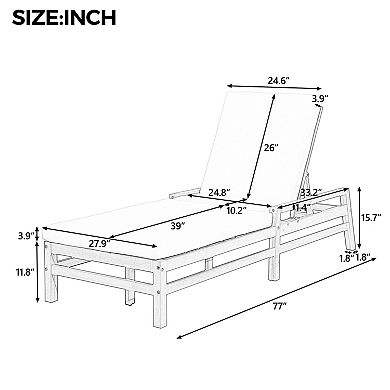 5-Position Adjustable Outdoor Chaise Lounge with Thick Cushions for Pool, Balcony