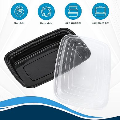 Meal Prep Containers W/Lids -Square Food Storage BPA-Free Stackable- 32oz