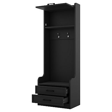 Pnronnc 4-in-1 Entryway Hall Tree with Storage Cabinet Drawers Coat Rack & Shelves Modular Bench