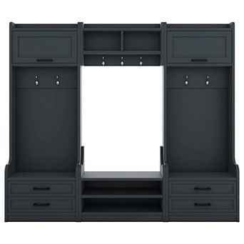 Pnronnc 4-in-1 Entryway Hall Tree with Storage Cabinet Drawers Coat Rack & Shelves Modular Bench