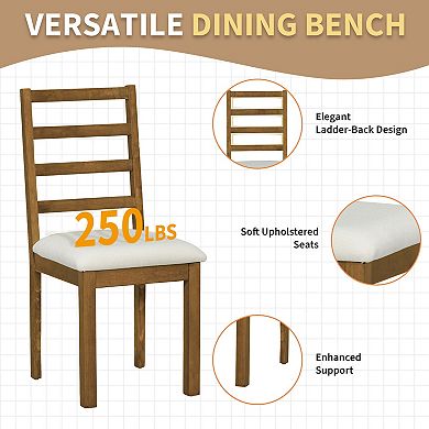 Pnronnc 6-Piece Dining Table Set, Extendable Kitchen Table Set with 18" Leaf & Bench