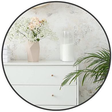 KWPZQEB 24 Inch Modern Metal Frame Round Bathroom Mirror for Wall, Entryway, Bathroom