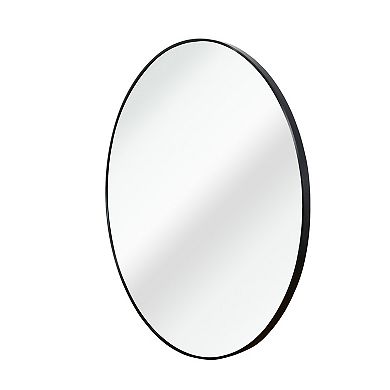 KWPZQEB 24 Inch Modern Metal Frame Round Bathroom Mirror for Wall, Entryway, Bathroom