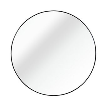 KWPZQEB 24 Inch Modern Metal Frame Round Bathroom Mirror for Wall, Entryway, Bathroom