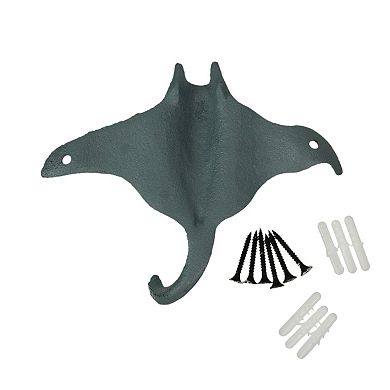 Set of 3 Stingray Wall Hooks - 6.25" - Blue, Gray, White - Coastal Decor