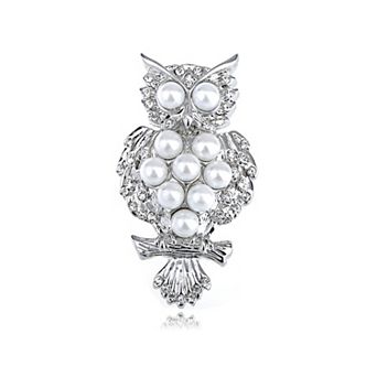 Dark Silvery Tone Multicolored Rhinestones Colorful Cat Ears Owl Bird Brooch Pin